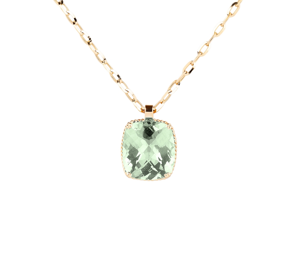 14K Gold Dolce Vita Pendant with Rose Quartz - 1