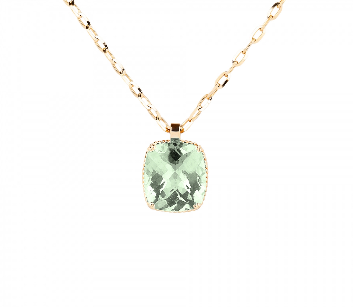 14K Gold Dolce Vita Pendant with Rose Quartz - 1