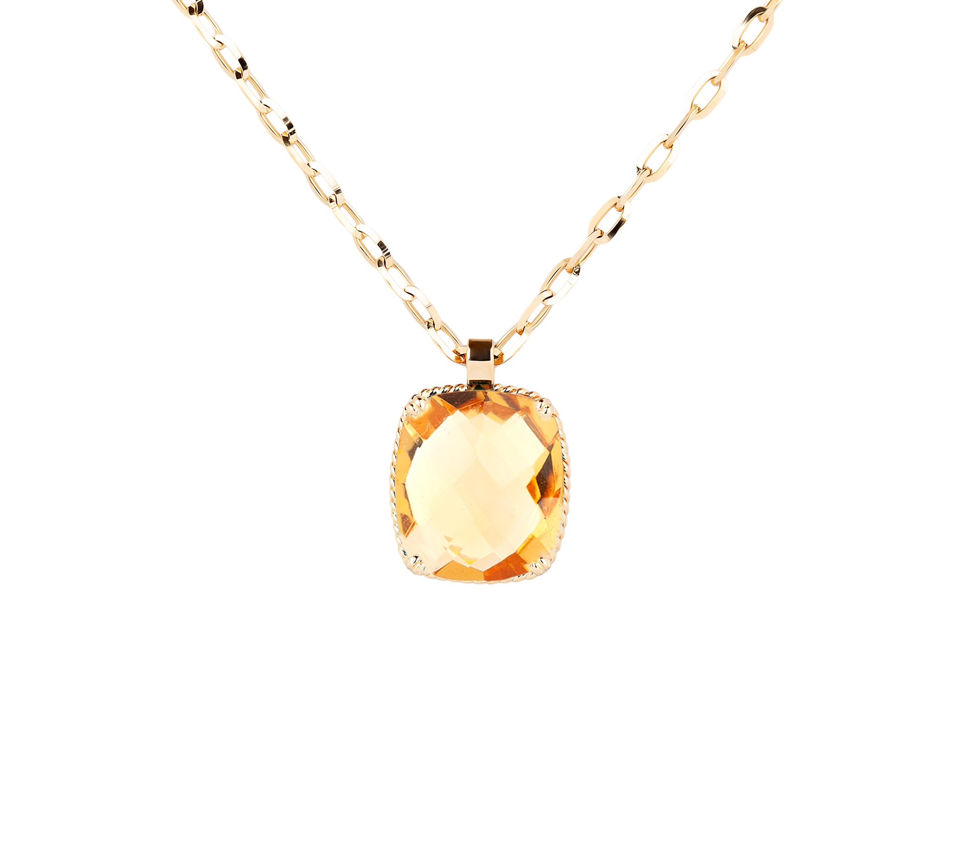 14K Gold Dolce Vita Pendant with Rose Quartz - 1 14K Gold Dolce Vita Pendant with Rose Quartz - 1