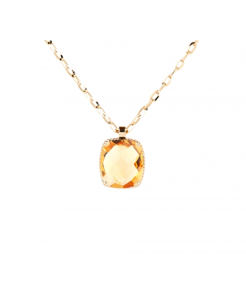 14K Gold Dolce Vita Pendant with Rose Quartz - 1