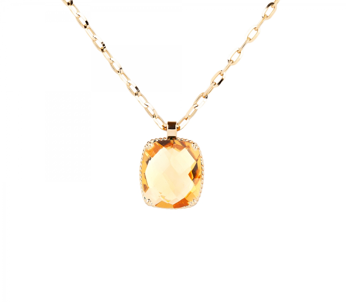 14K Gold Dolce Vita Pendant with Rose Quartz - 1