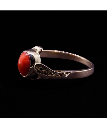 14K Gold, Filigree Coral Ring, Vintage - 2