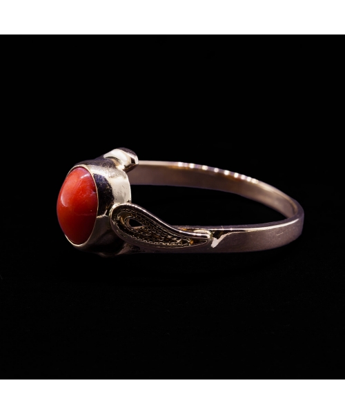 14K Gold, Filigree Coral Ring, Vintage - 2