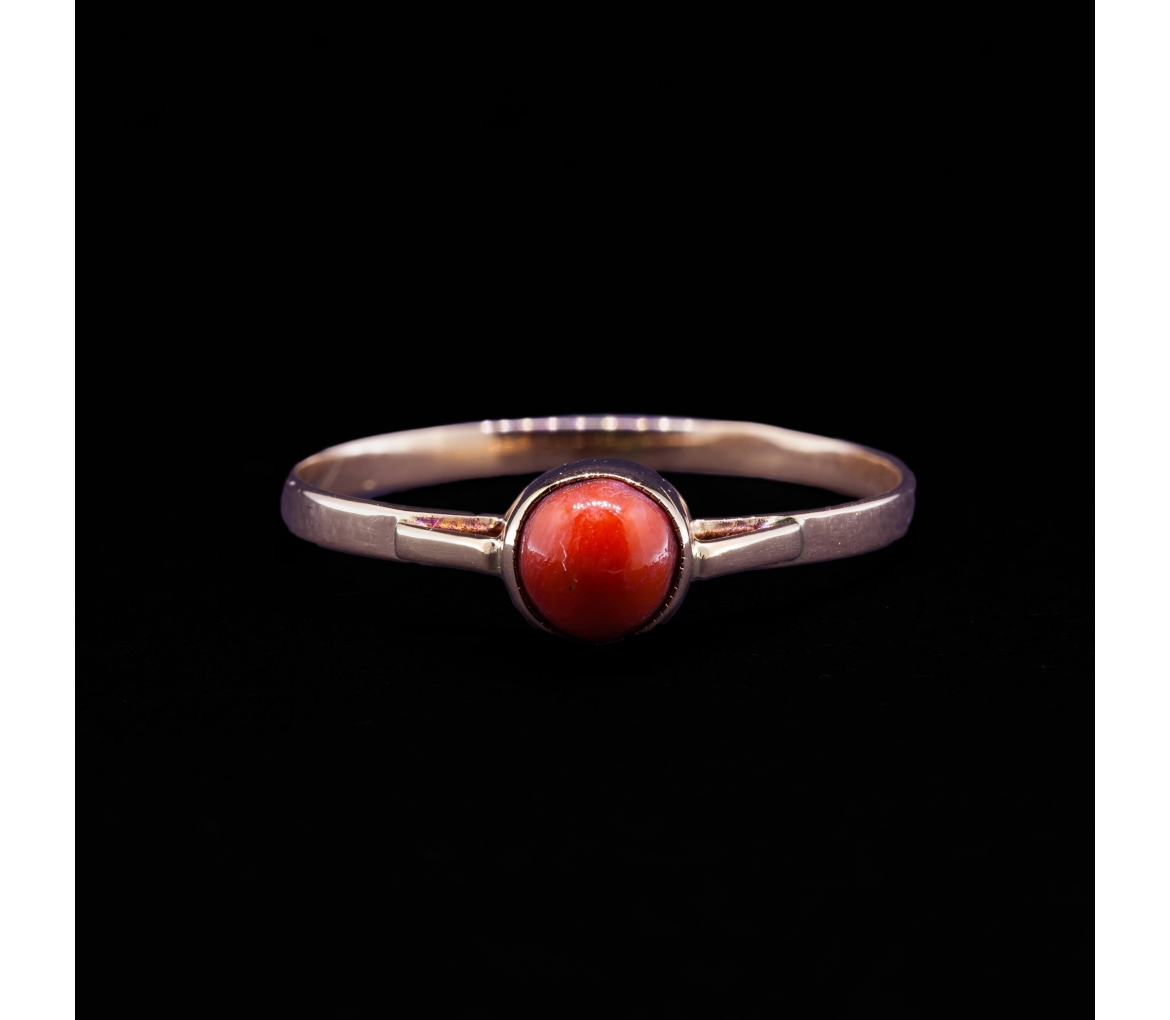 14K Gold, Handcrafted Coral Ring, Vintage - 1