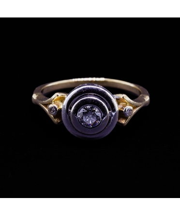 14K Gold Retro Diamond Ring - 1