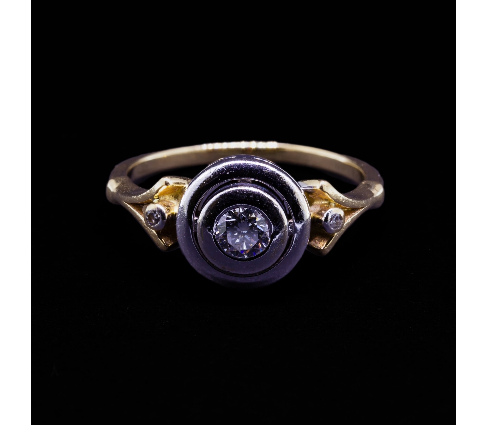 14K Gold Retro Diamond Ring - 1