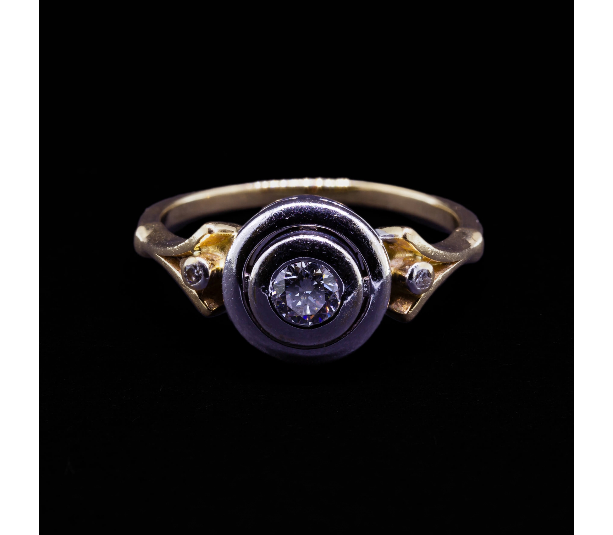 14K Gold Retro Diamond Ring - 1 14K Gold Retro Diamond Ring - 1