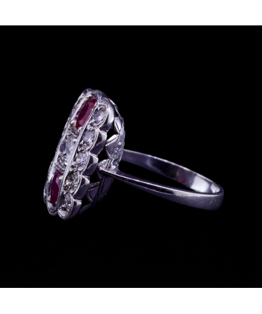 18K Gold, Ruby and Diamond Art Deco Ring - 3
