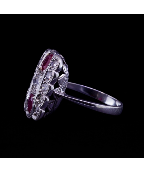 18K Gold, Ruby and Diamond Art Deco Ring - 3