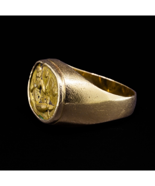 18K Gold, Signet Ring with Etruscan Scaraboid Seal, Second Half of the 19th Century - 2