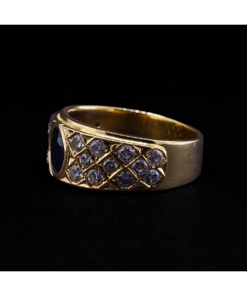 14K Gold, Sapphire and Diamond Signet Ring, Vintage - 2