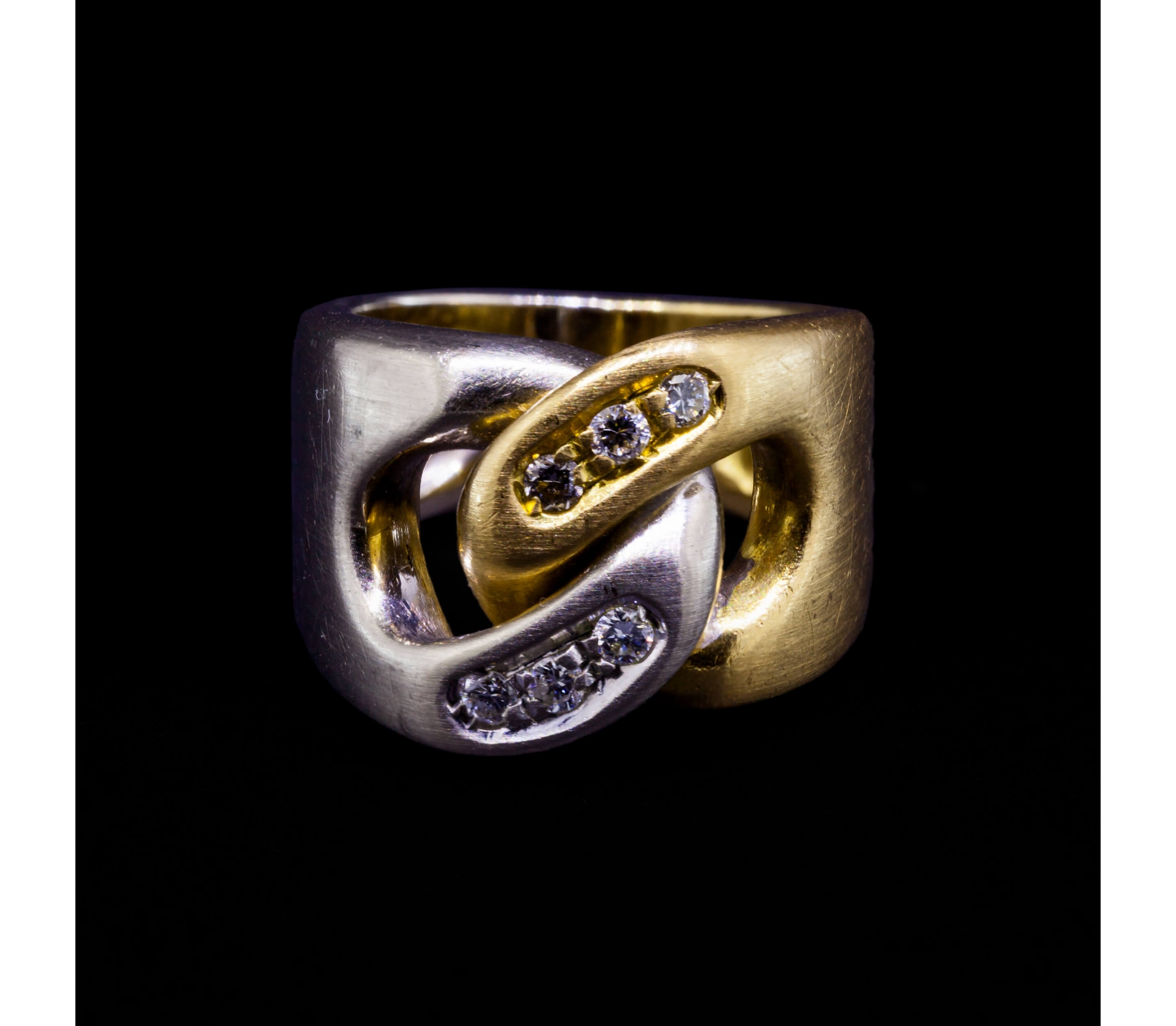 18K Gold, Vintage Diamond Ring, Alessandria, Italy, 1980s - 1 18K Gold, Vintage Diamond Ring, Alessandria, Italy, 1980s - 1