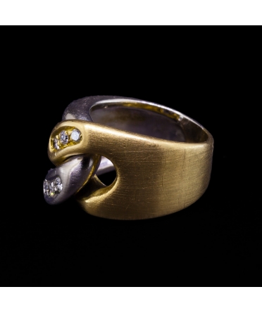 18K Gold, Vintage Diamond Ring, Alessandria, Italy, 1980s - 3