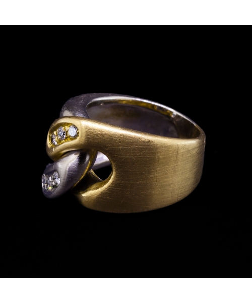 18K Gold, Vintage Diamond Ring, Alessandria, Italy, 1980s - 3
