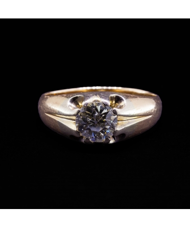 14K Gold, Signet Ring with an Old-Cut Diamond, 1960s/1980s, Warsaw - 1