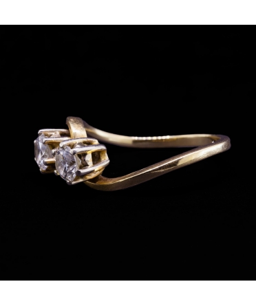 14K Gold, Toi et Moi Diamond Ring, 1 ct Total, 1990s - 2