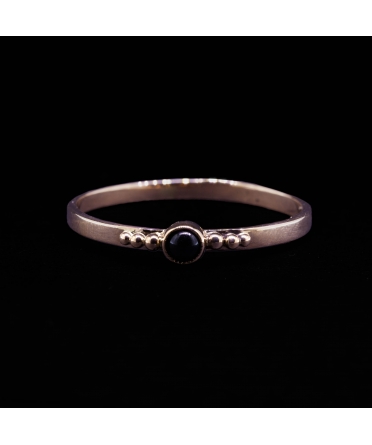 14K Rose Gold, Black Stone Vintage Ring - 1