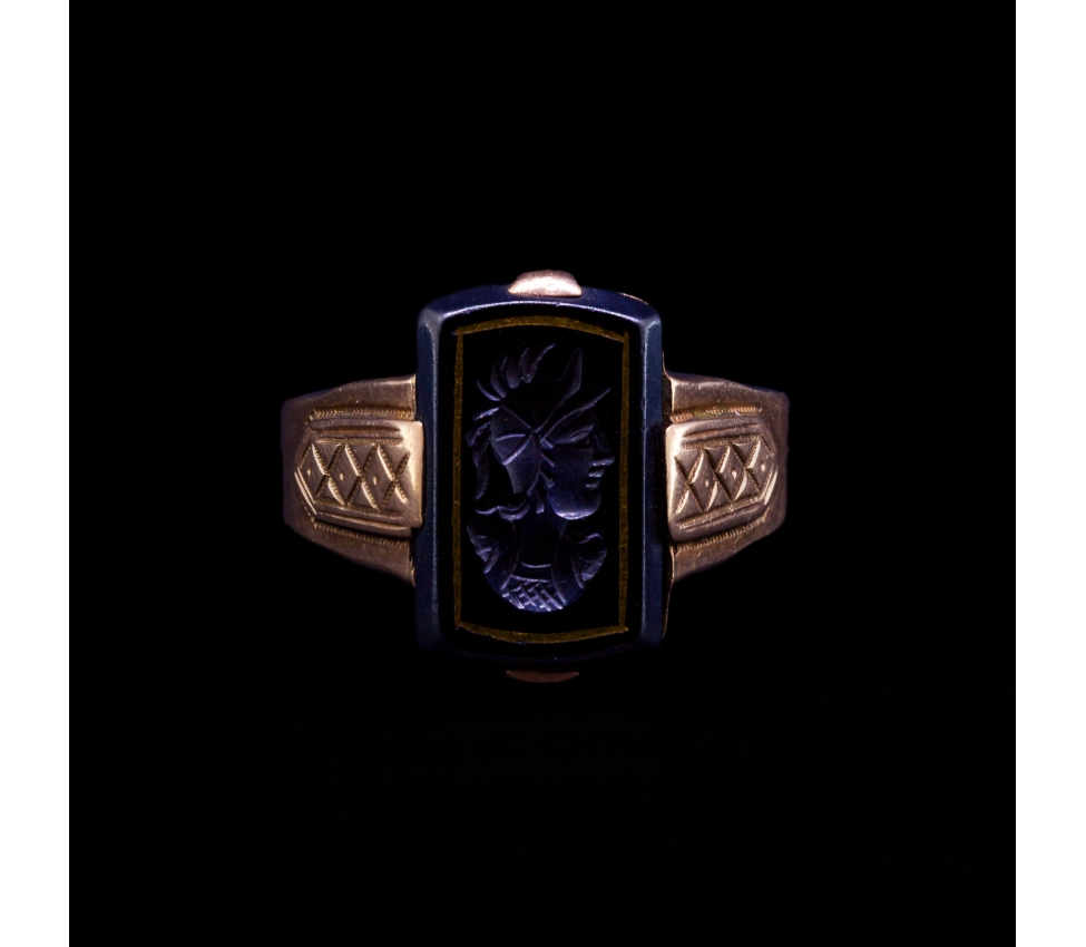 14K Gold Black Onyx Signet Ring, Art Deco 1930s - 1