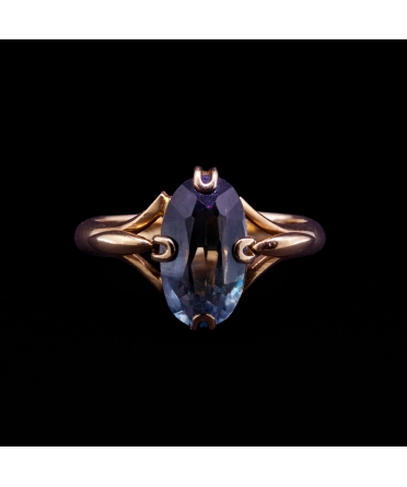 14K Rose Gold, Synthetic Alexandrite Ring, Vintage, USSR, Yerevan - 1