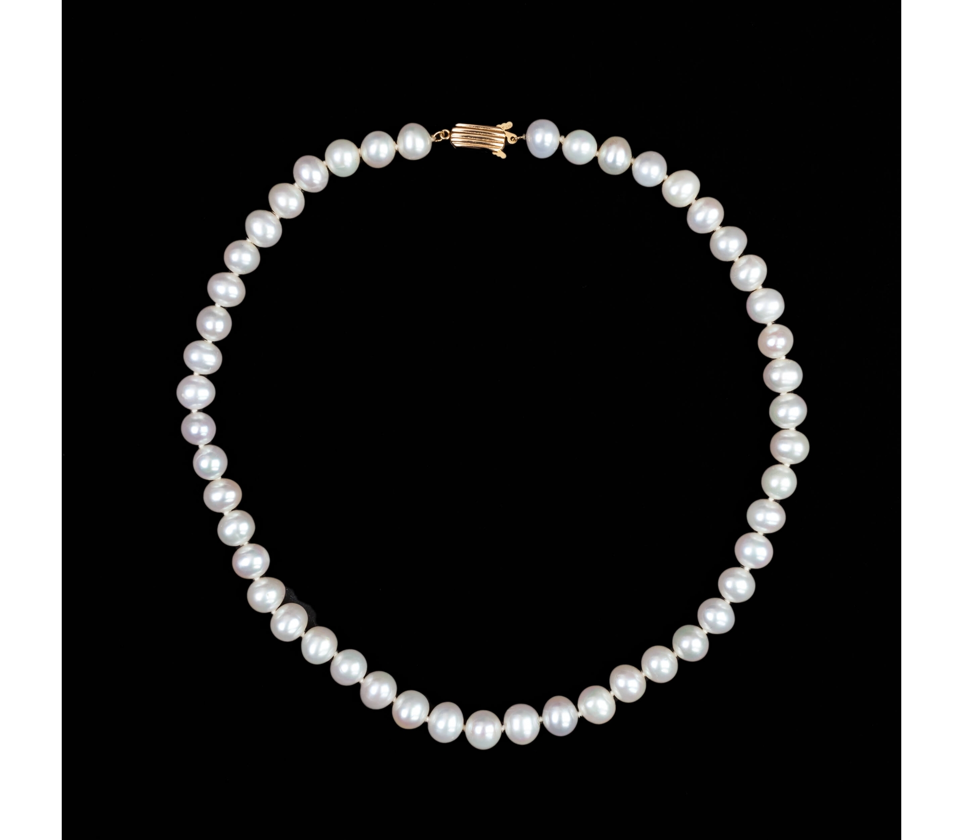 14K Gold, Freshwater White Pearl Necklace, Vintage - 1 14K Gold, Freshwater White Pearl Necklace, Vintage - 1