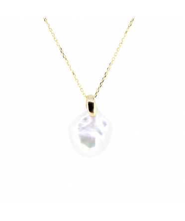 14K Gold Pendant with Baroque Pearl Seafood - 1