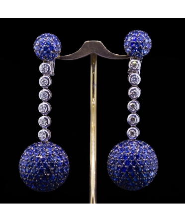 Kolczyki De Grisogono Boule Collection z szafirami i brylantami, Złoto 750 - 1