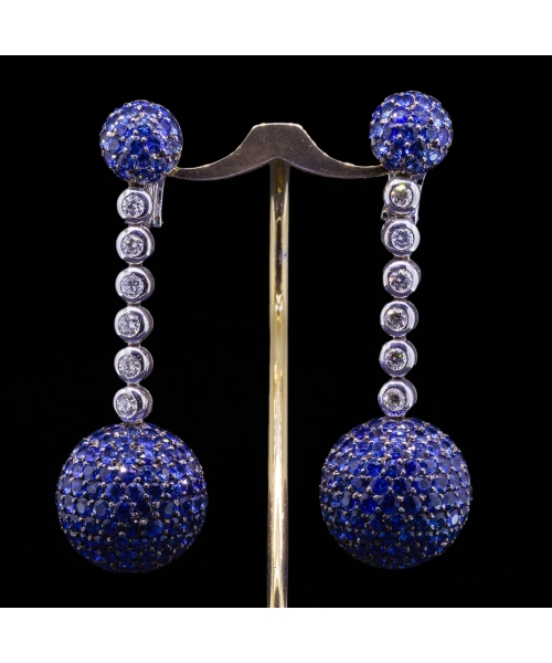 Kolczyki De Grisogono Boule Collection z szafirami i brylantami, Złoto 750 - 1