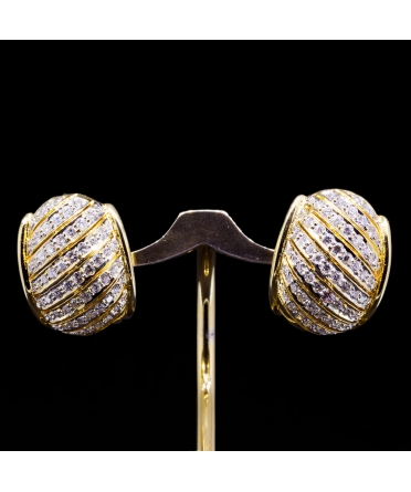 18K Gold, approx. 2 ctw Diamond Earrings, Vintage - 1