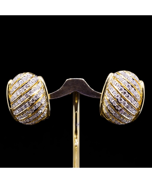 18K Gold, approx. 2 ctw Diamond Earrings, Vintage - 1
