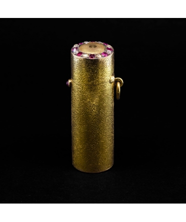 14K Gold, Ruby and Diamond Perfume Bottle Pendant, 1st half of the 20th Century, Hand-Made - 1