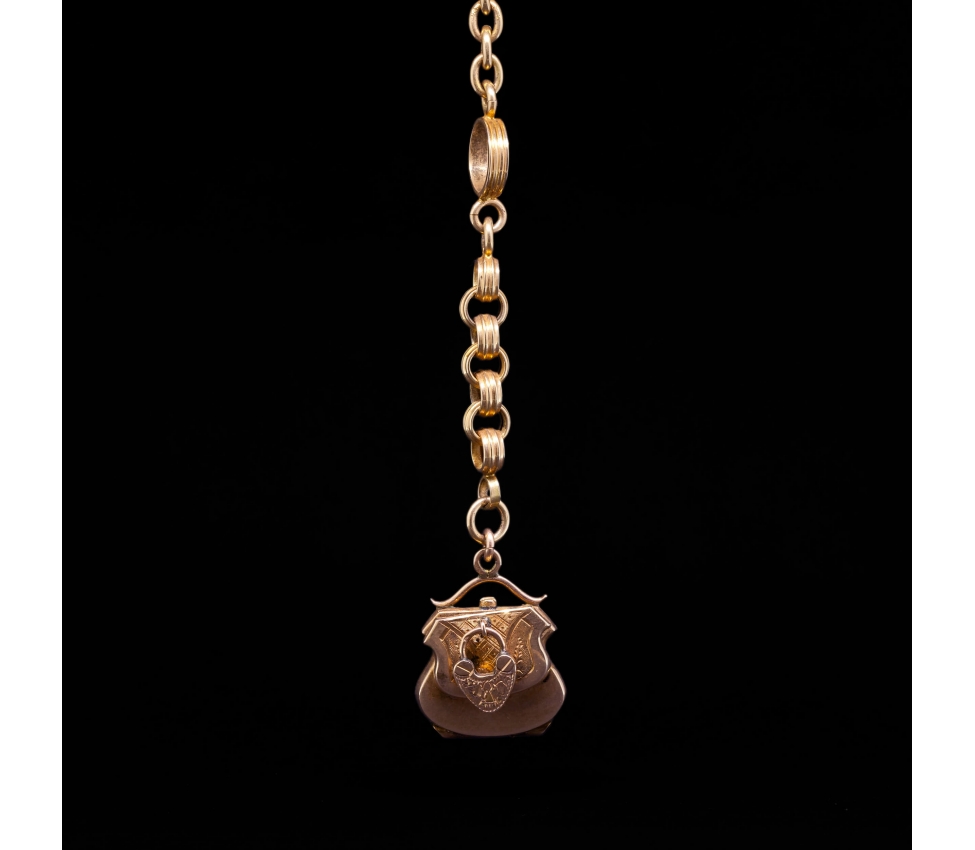 14K Gold, Necklace Watch Chain with a Secret Locket, Austria-Hungary - 1