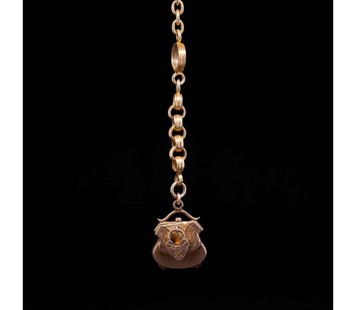 14K Gold, Necklace Watch Chain with a Secret Locket, Austria-Hungary - 1