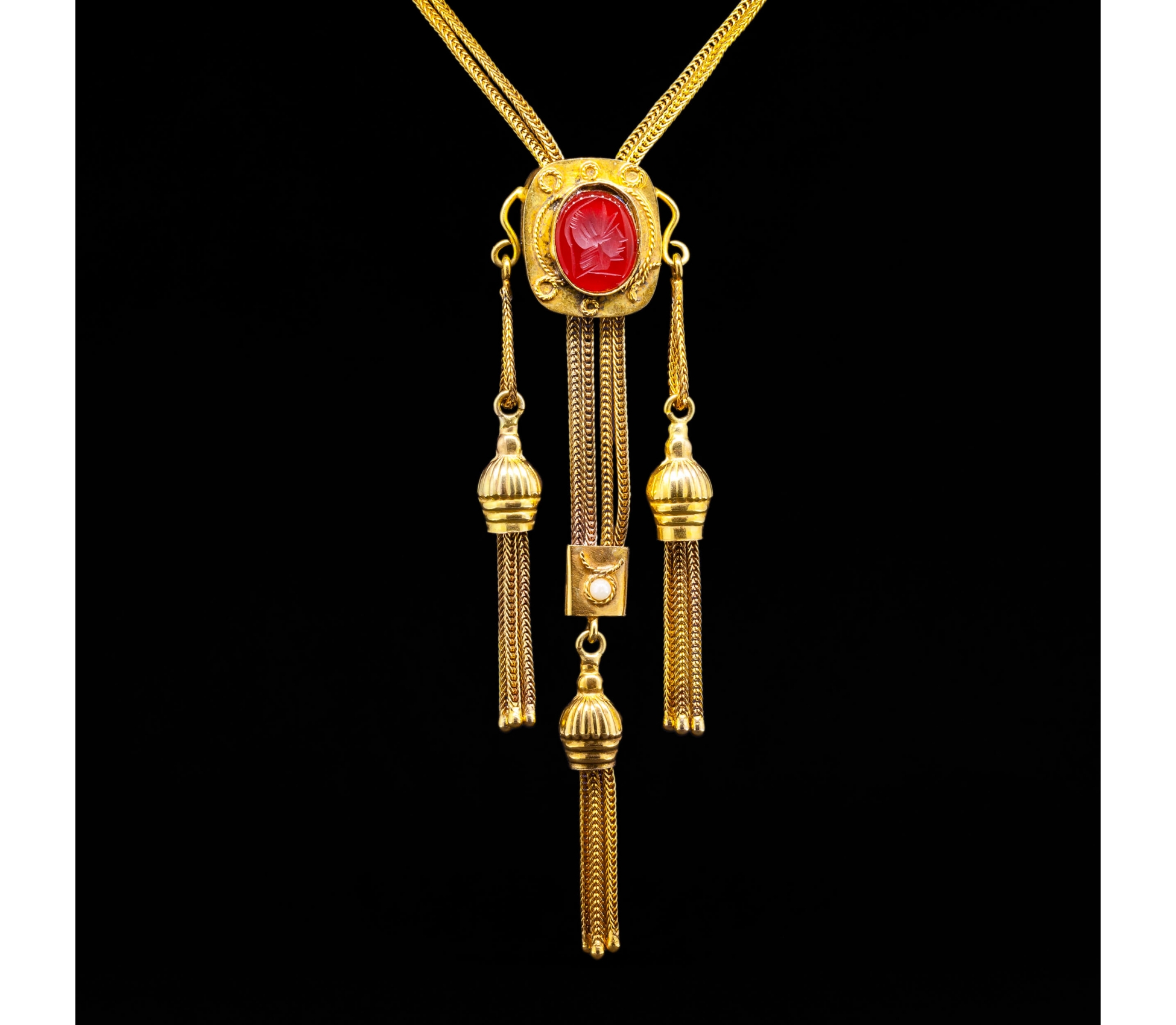 12K Gold, Intaglio Carnelian Necklace, Vintage - 1 12K Gold, Intaglio Carnelian Necklace, Vintage - 1