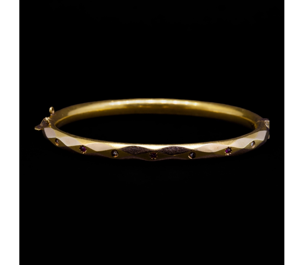 24K Gold, Ruby and Diamond Bracelet, Vintage - 1