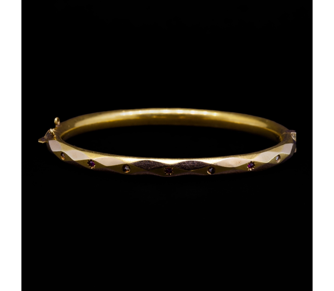 24K Gold, Ruby and Diamond Bracelet, Vintage - 1
