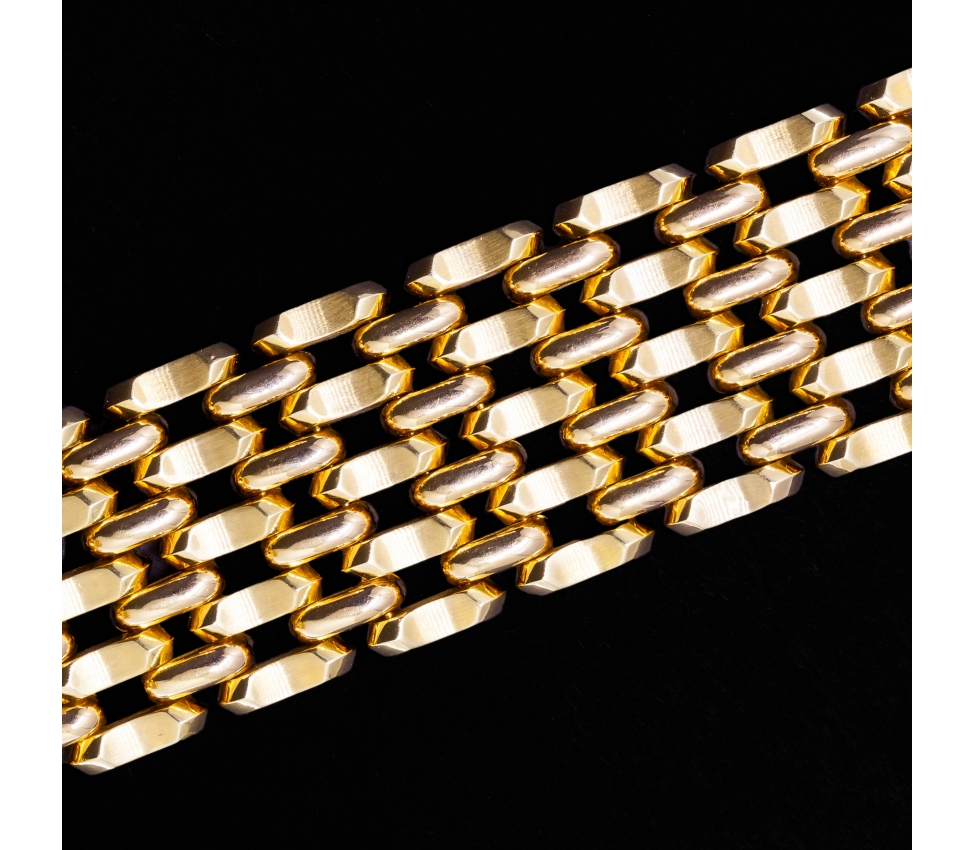 18K Gold, Vintage Wide Bracelet, Italy - 1