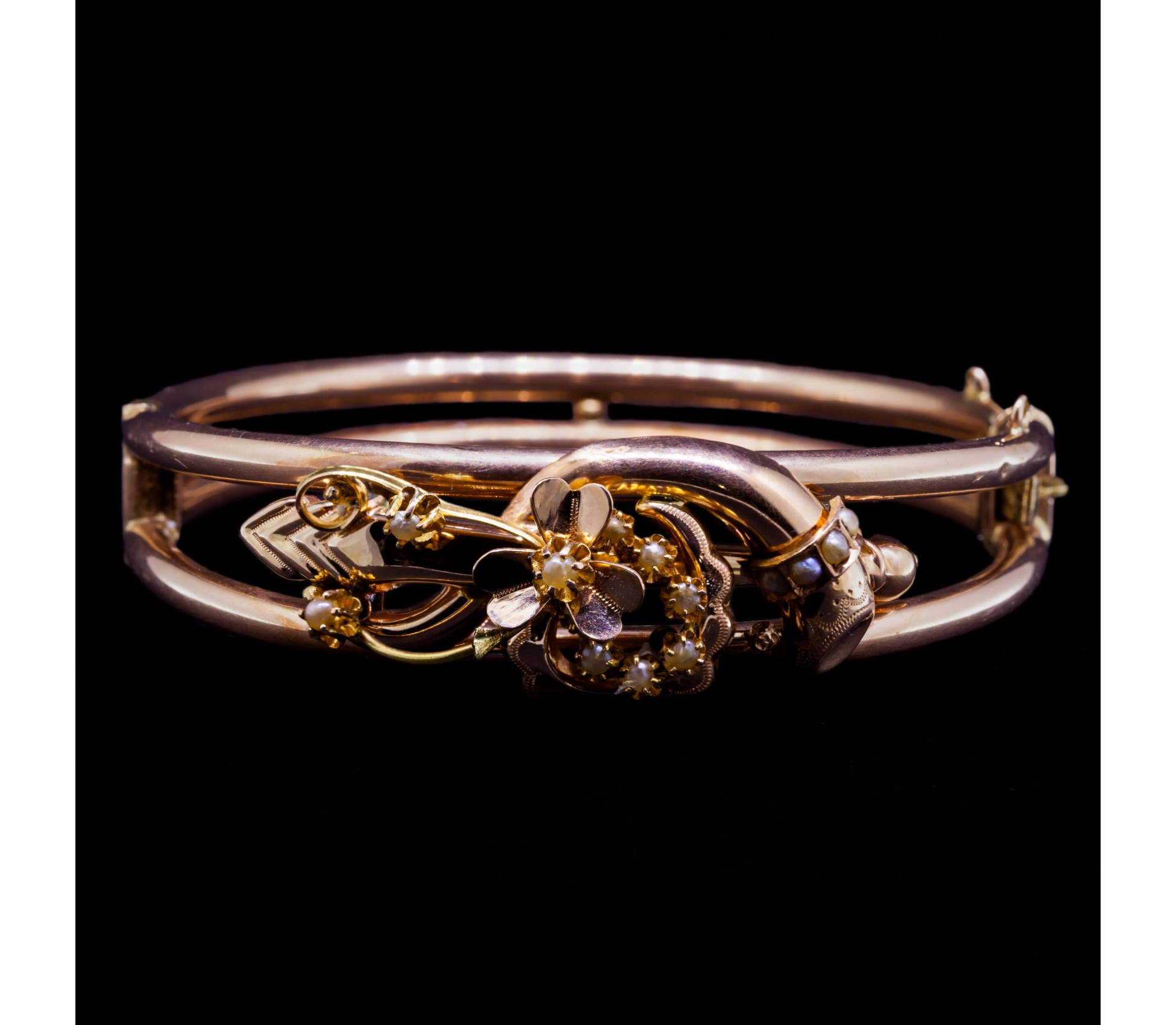 14K Gold, Pearl Bracelet, Handwork, Biedermeier, XIX century - 1 14K Gold, Pearl Bracelet, Handwork, Biedermeier, XIX century - 1