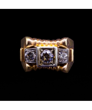 Pierścionek "Tank" z diamentami 0,75 ct, Art Deco, Złoto 750 - 1