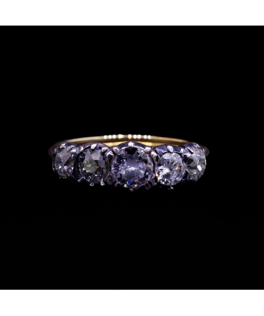 14K Gold, Silver, 1.39 ctw Diamond Ring, 1st Half of the 20th Century - 1