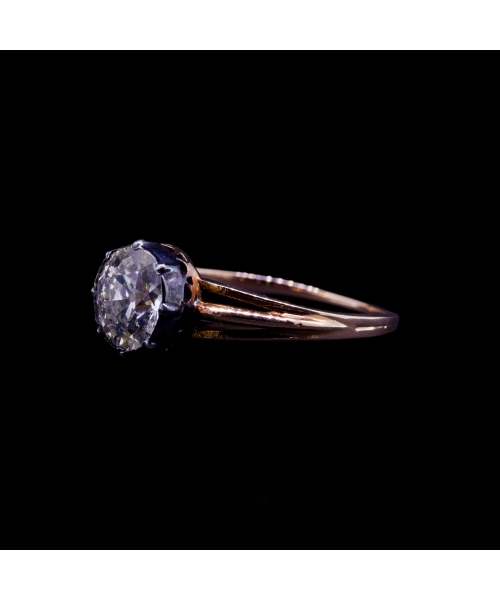 Pierścionek z brylantem w starym szlifie 1,42 ct, I poł. XX w., Złoto 585 - 2