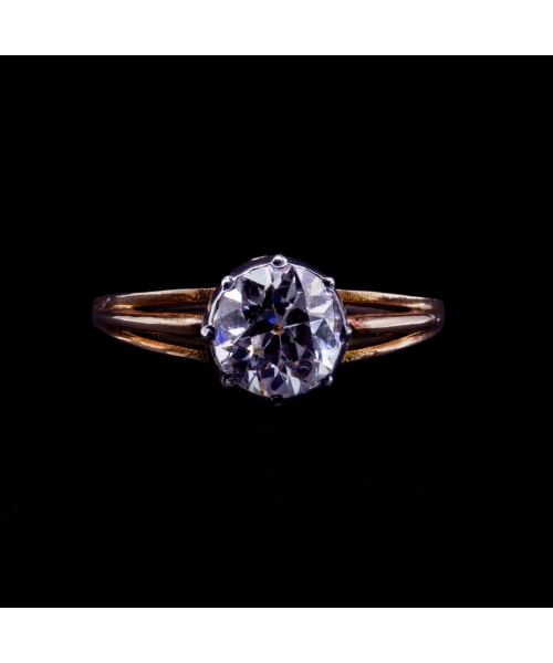 Pierścionek z brylantem w starym szlifie 1,42 ct, I poł. XX w., Złoto 585 - 1
