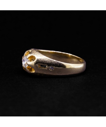 14K Gold, Sapphire and Diamond Signet Ring, USA, Vintage - 2