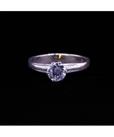 Pierścionek z brylantem 0,55 ct, Vintage, Białe Złoto 585 - 1