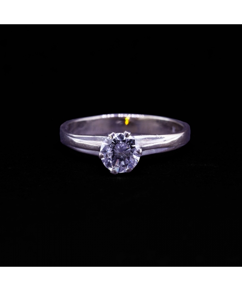 Pierścionek z brylantem 0,55 ct, Vintage, Białe Złoto 585 - 1