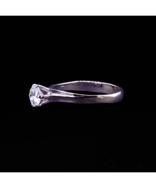 Pierścionek z brylantem 0,55 ct, Vintage, Białe Złoto 585 - 2