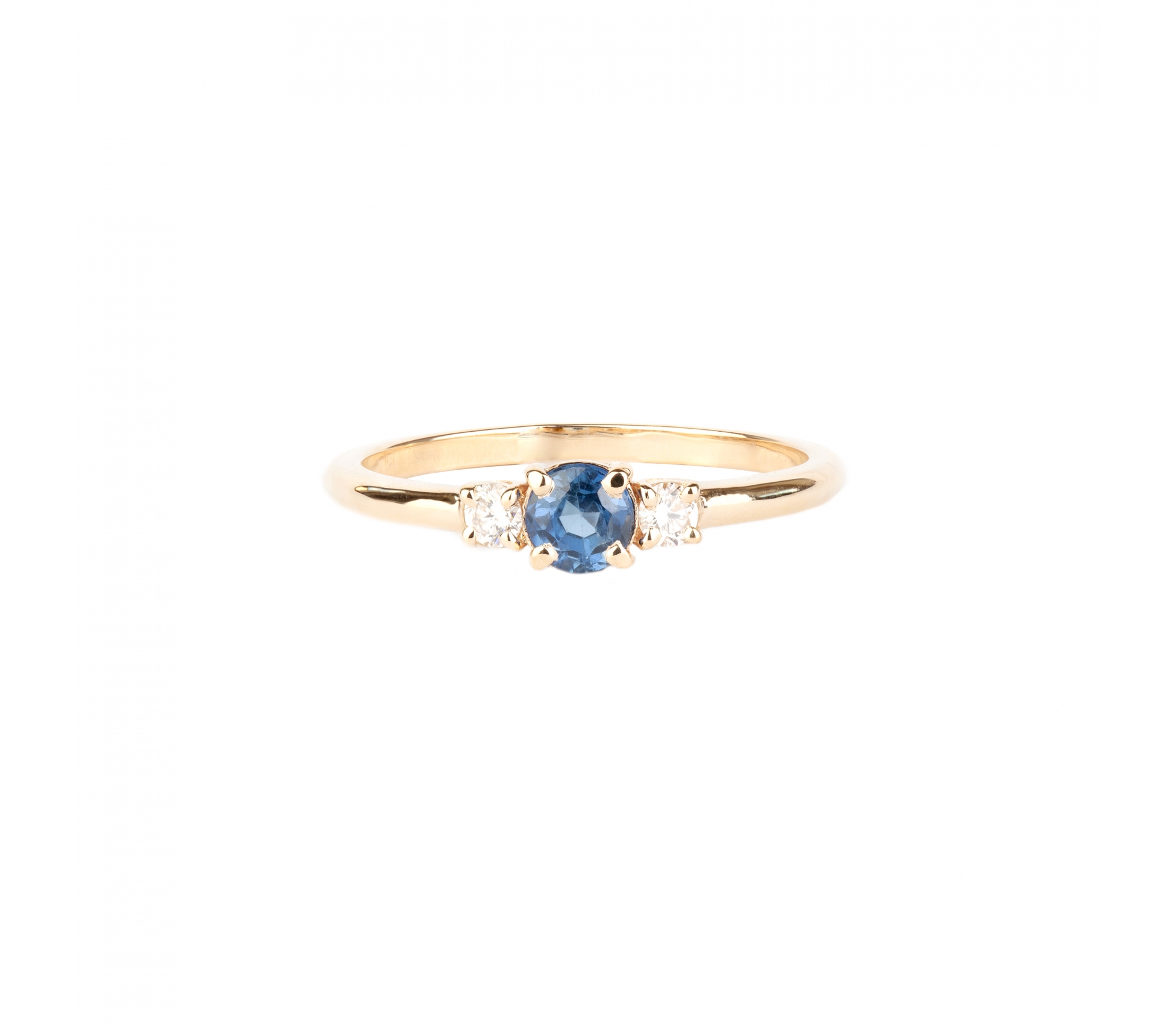 14K Gold Ring with Diamonds and Sapphire - 1 14K Gold Ring with Diamonds and Sapphire - 1