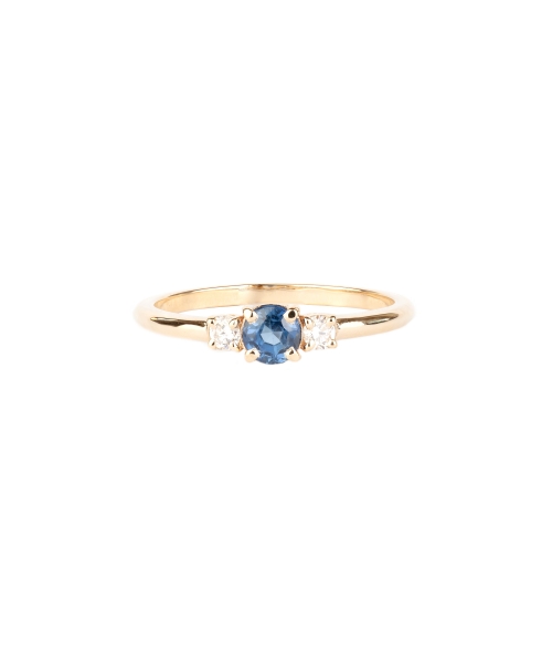 14K Gold Ring with Diamonds and Sapphire - 1