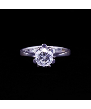 Pierścionek z brylantem 1,33 ct, Vintage, Białe Złoto 585 - 1
