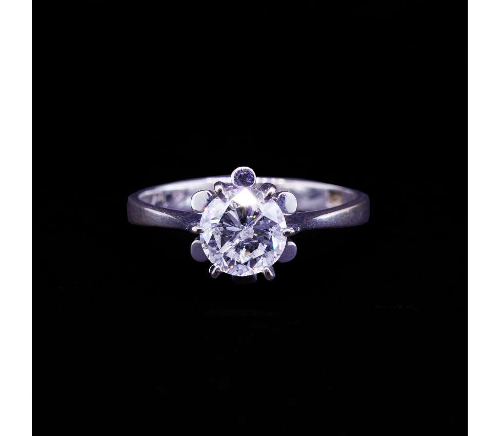 Pierścionek z brylantem 1,33 ct, Vintage, Białe Złoto 585 - 1