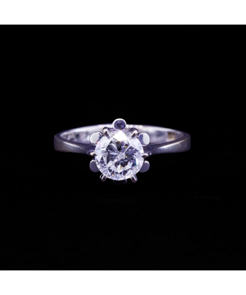 Pierścionek z brylantem 1,33 ct, Vintage, Białe Złoto 585 - 1